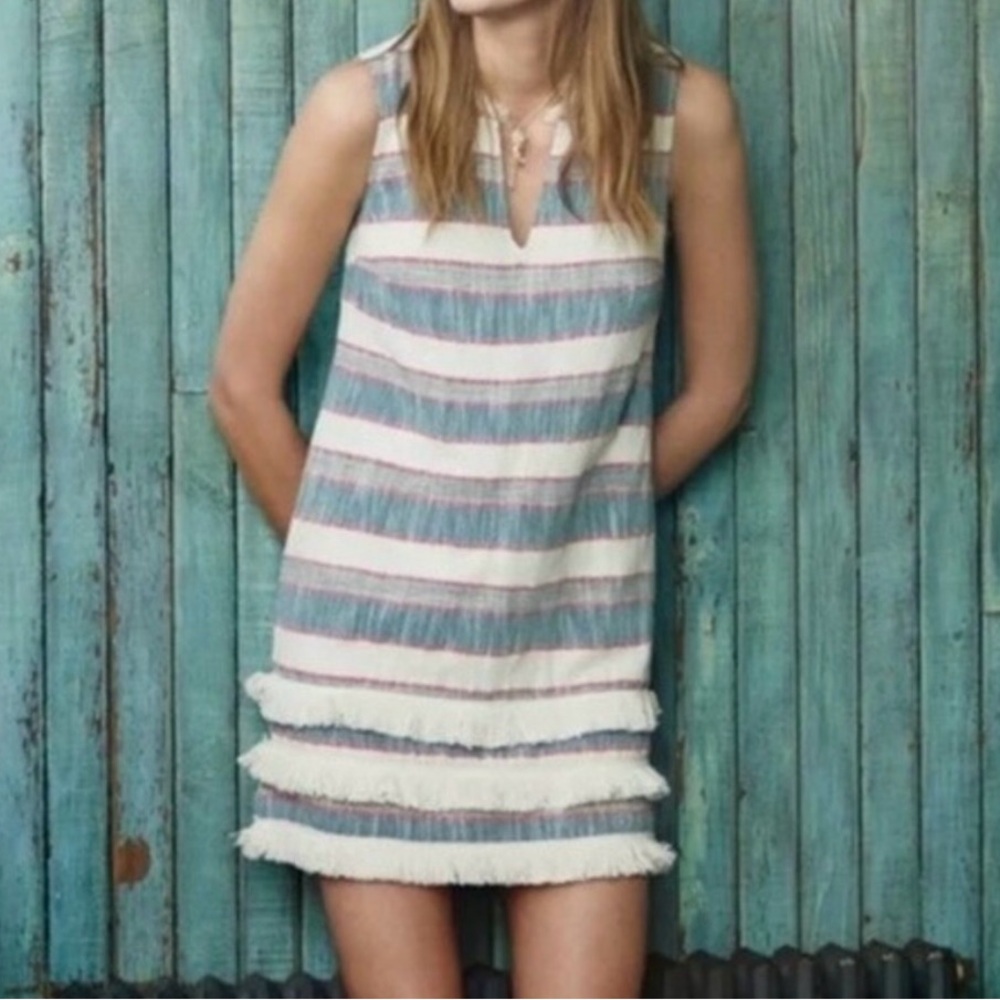 Anthropologie Holding Horses Cotton Fringe Coastal Resortwear Boho Mini Dress 10
